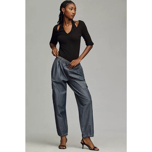 MSRP $148 Pilcro Denim Bungee Wide-Leg Parachute Trousers Size S | SAME DAY SHIP - Picture 2 of 10